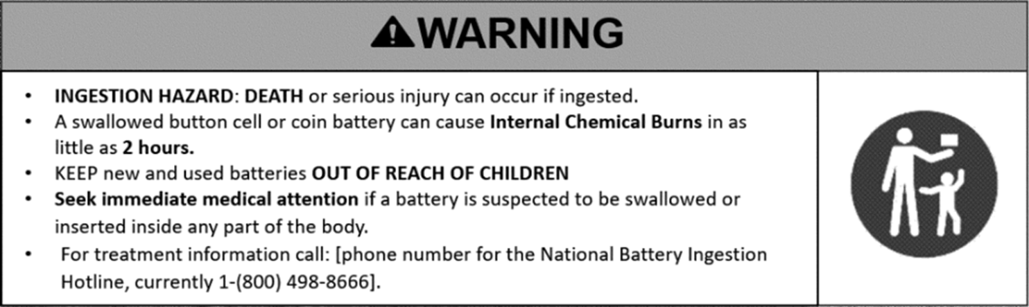 An example of Reese's Law warning label